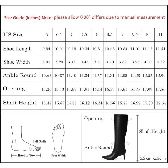 Women's Black 1 Tall Boots Pointed Toe Kitten Heel Side Zipper Knee High Boots